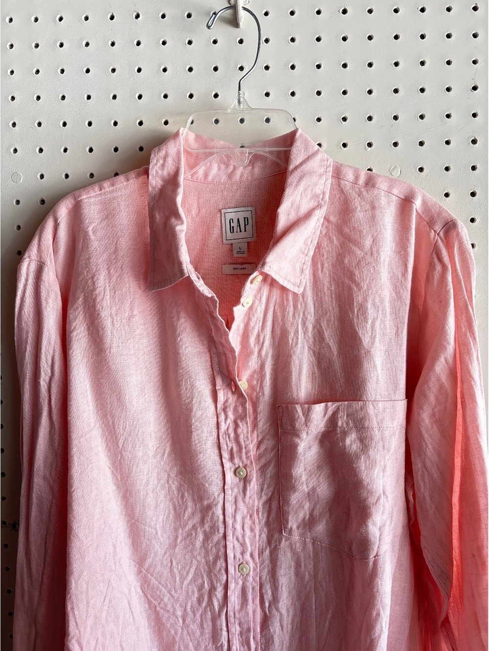 GAP Men's Large Pink Linen Button-Up Shirt